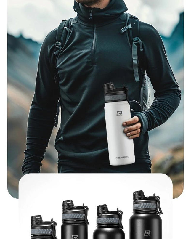 ROCKBROS 1L Thermal Water Bottle Sports Water Bottle Non Slip 304 Stainless Steel Cold And Hot Thermo Cup Cycling Hiking Equip