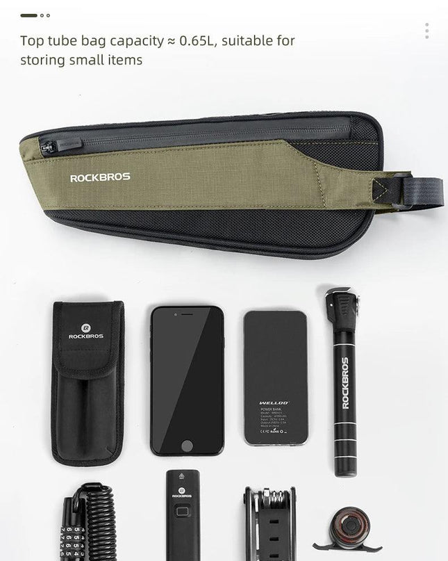 ROCKBROS Bicycle Bag Portable Cycling Top Tube Bag Nylon MTB Road Phone Tool Bag Reflective Ultralight Bicycle Pannier Pocket
