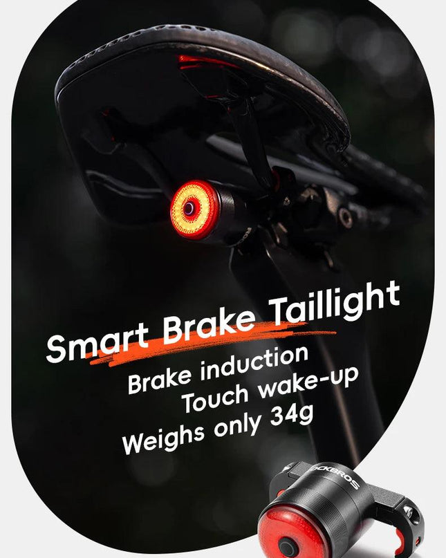 ROCKBROS Bicycle Smart Auto Brake Sensing Light IPx6 Waterproof Type-C Charging Taillight Bike Rear Light Accessories Q5 Mini