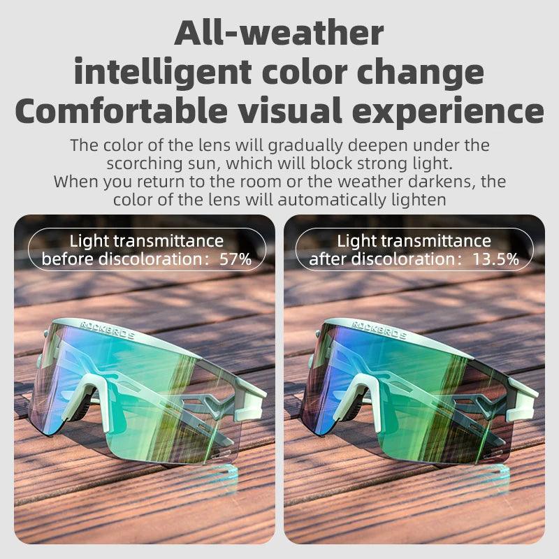 ROCKBROS New Cycling Glasses Ultralight Photochromic Anti-Fog Cycling Sunglasses MTB Road Outdoor Sports UV Protection Goggles 