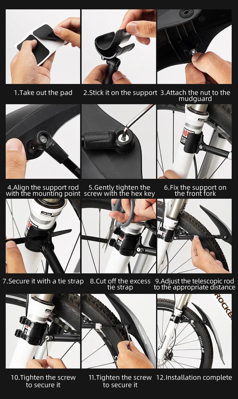 ROCKBROS Mountain Bike Mudguard Widen Quick Release 26-29 Inch Durable lnnovative Installation Fender Bicycle Accessaries