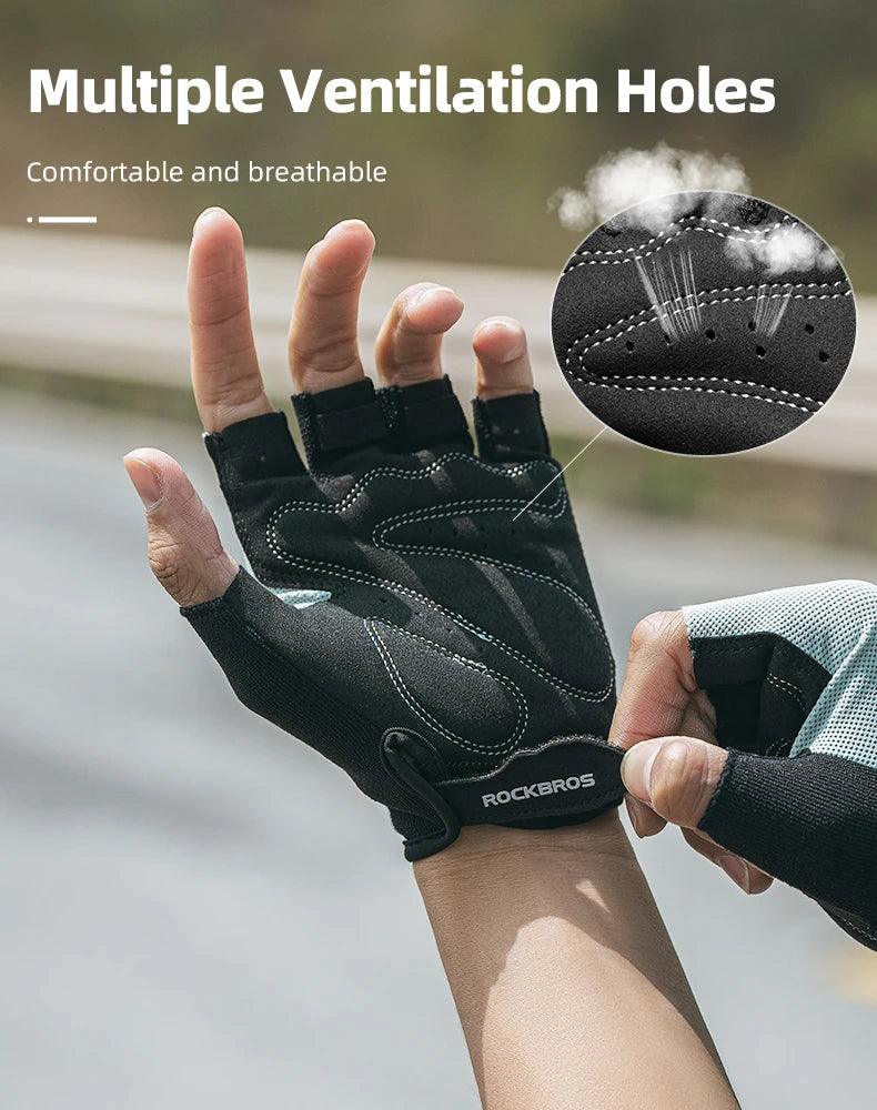 ROCKBROS Cycling Gloves Half Finger Sport Gloves Breathable Summer MTB Mountain Outdoor Fitness Mittens Bicycle Glove Equipment