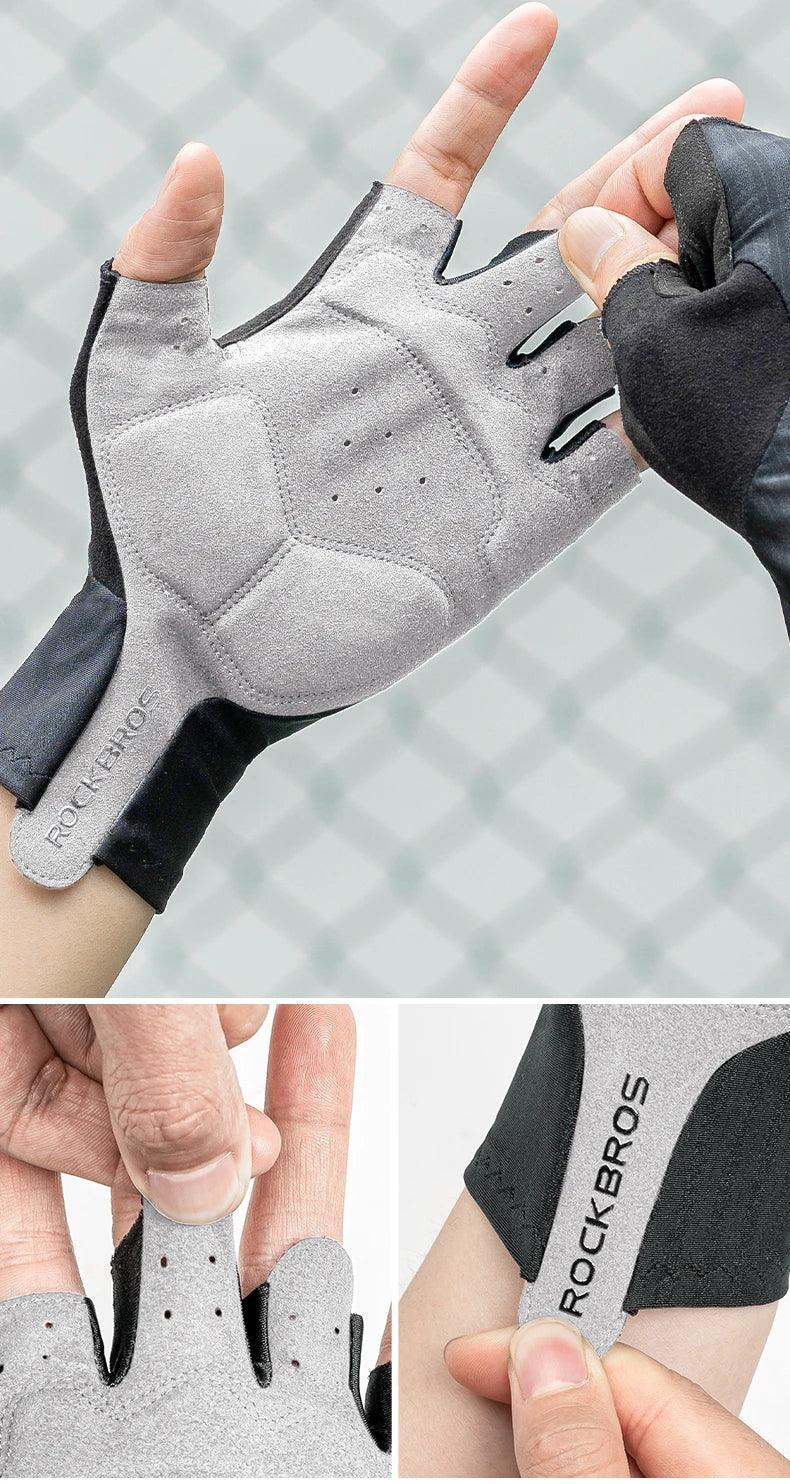 ROCKBROS Cycling Gloves Summer Bicycle Half Finger Gloves Shockproof Anti-Slip Fingerless Gloves Bike Breathable MTB Road Gloves