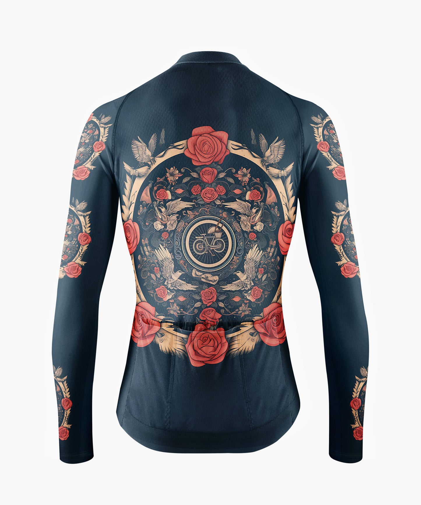 RockBros Men’s Blue-Black Gothic Cycling Jersey with Rose