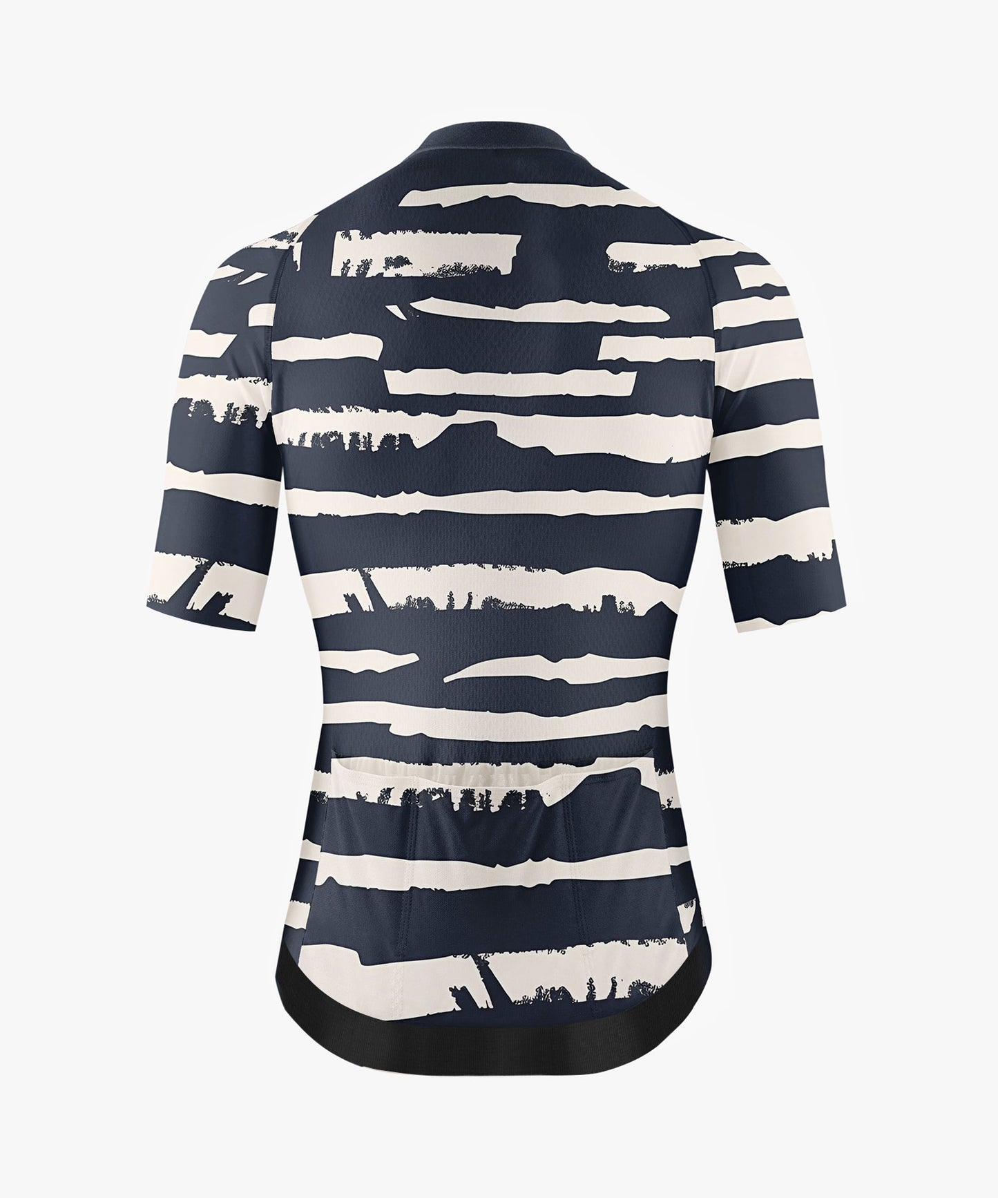 Men’s Black Cycling Jersey with Beige Stripes