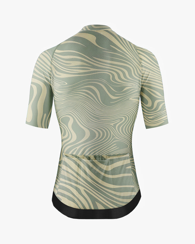 Men’s Green Cycling Jersey with Wave Stripes