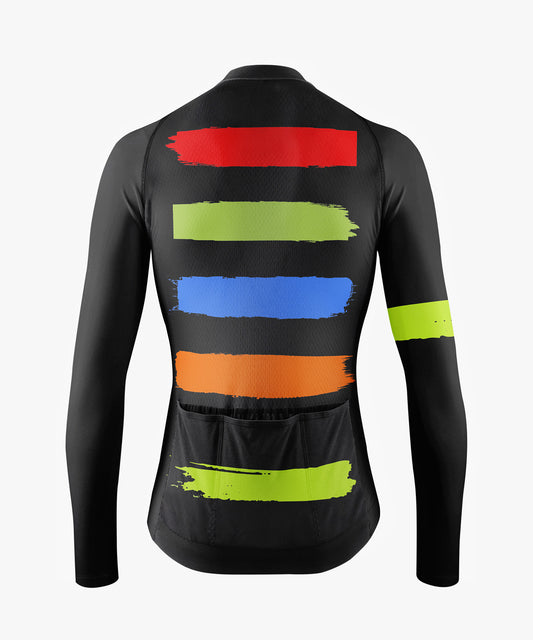 RockBros Men’s Black Cycling Jersey with Fluorescent Speed Lines