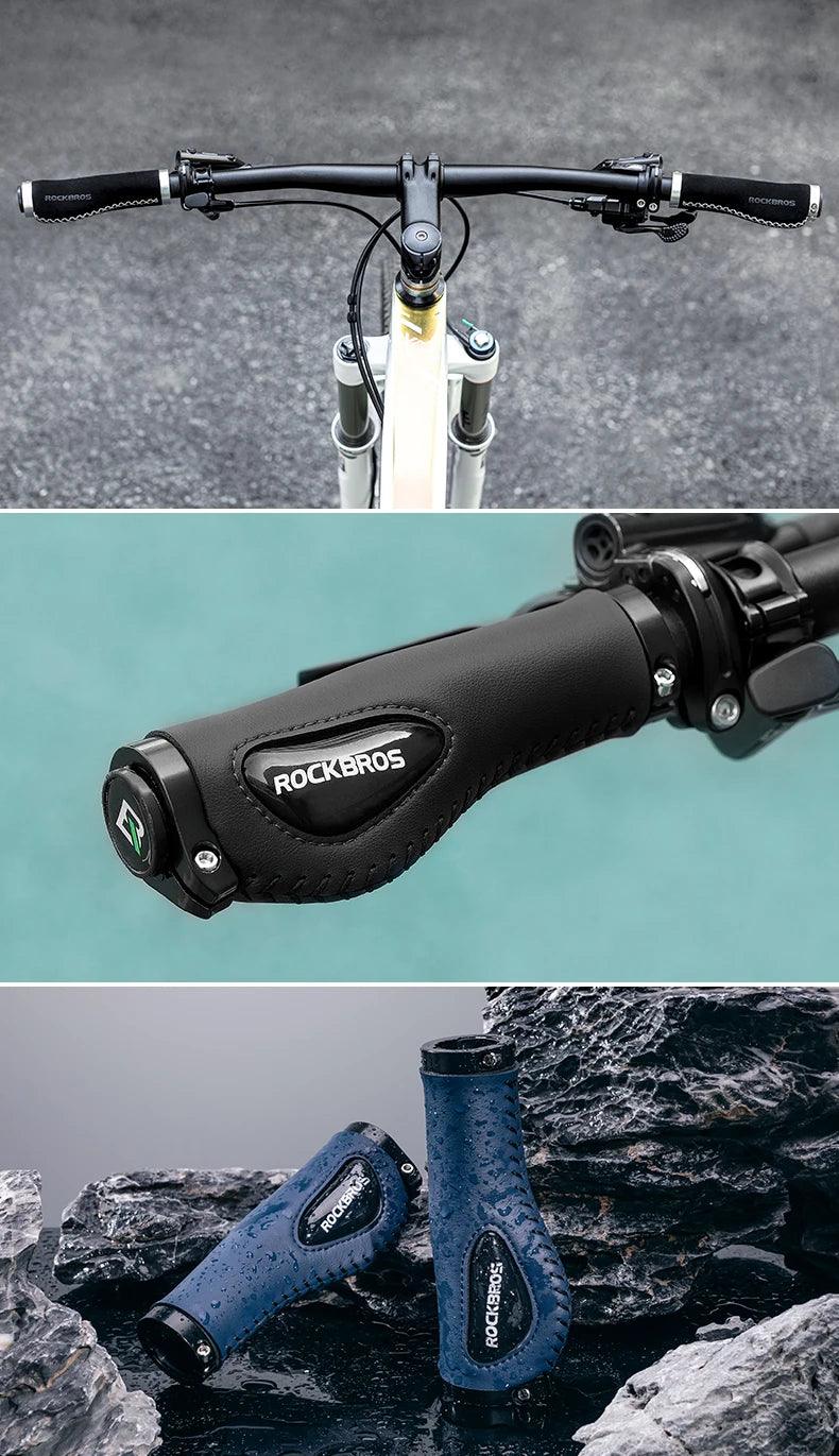 ROCKBROS Cycling Handlebar MTB Bicycle Grips Bike Double Lock Rubber Grips Anti-skid Shock-absorbing Soft Bike Accessories