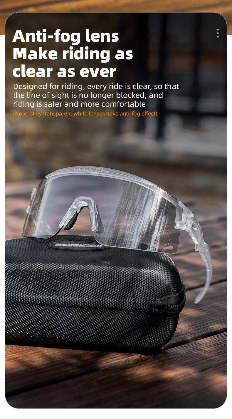 ROCKBROS New Cycling Glasses Ultralight Photochromic Anti-Fog Cycling Sunglasses MTB Road Outdoor Sports UV Protection Goggles 