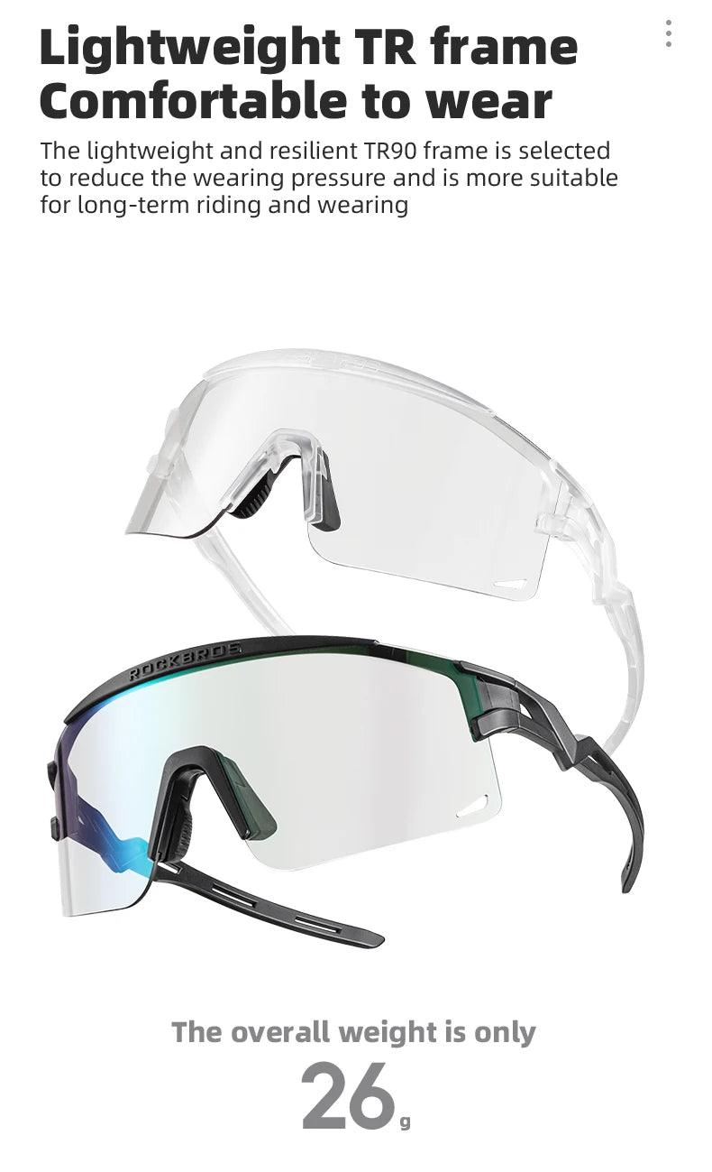 ROCKBROS New Cycling Glasses Ultralight Photochromic Anti-Fog Cycling Sunglasses MTB Road Outdoor Sports UV Protection Goggles 