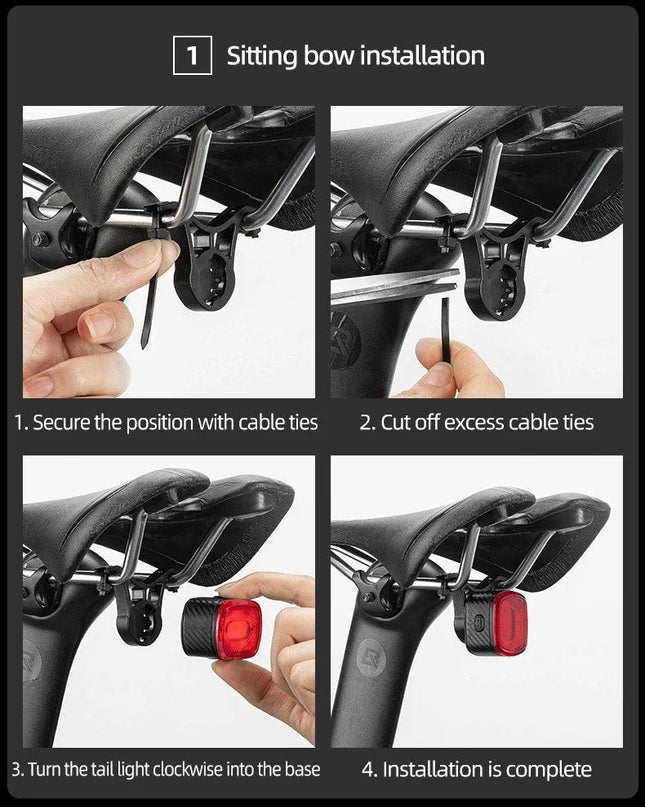 ROCKBROS Smart Bicycle Brake Light IPx6 Taillight Type-C Bike Tail Rear Light Auto Stop LED Riding Warning Safety Cycling Light