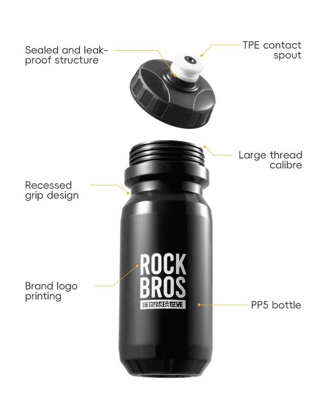 ROCKBROS Bicycle Water Bottle With Dust Cover 600ml PP5 MTB Road Bike Leak-proof Bottle Outdoor Travel Portable Sports Cup