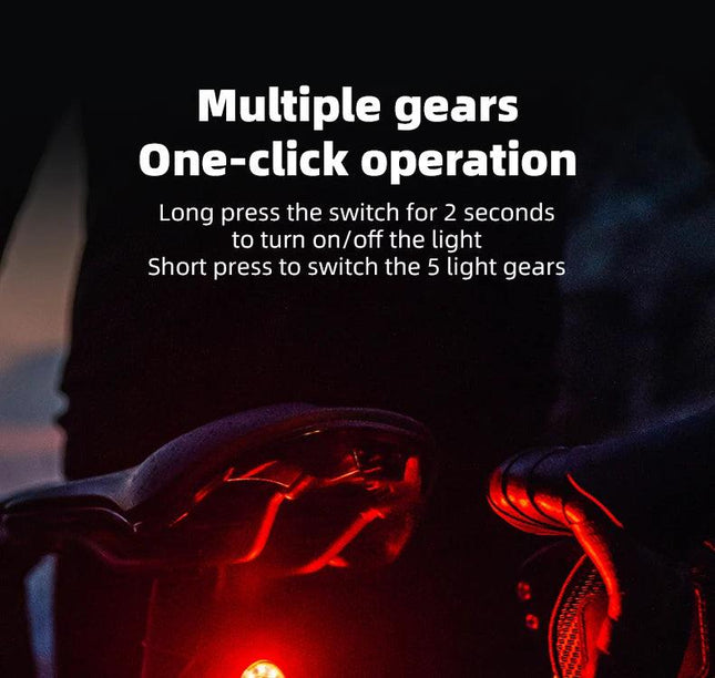 ROCKBROS Smart Bicycle Taillight Type-C Charging Auto Brake Sensing LED Rear Light Aluminum Alloy Bike Lamp Accessories Q1MAX