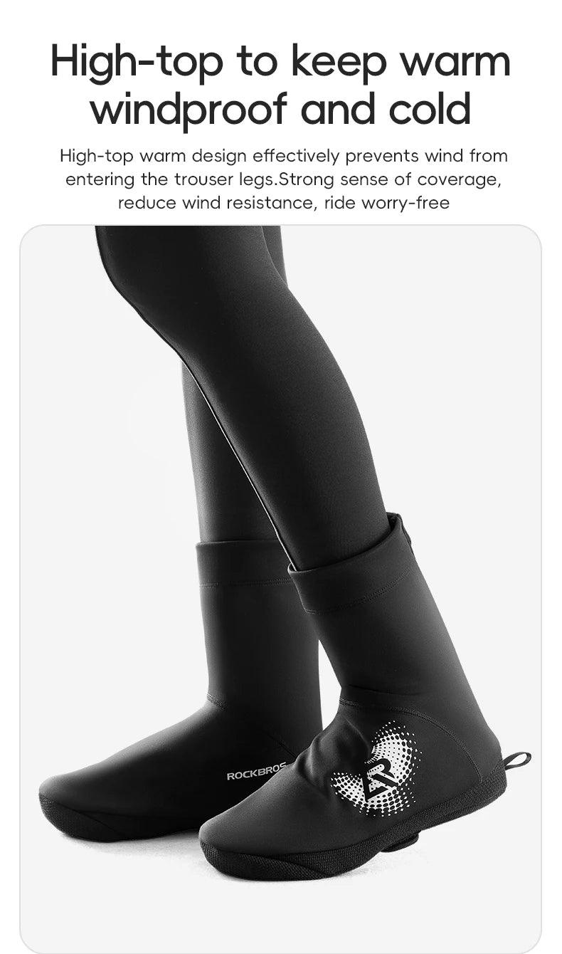 ROCKBROS Winter Cycling Shoe Covers Warm Thermal Shoes Covers Windproof MTB Road Bike Racing Shoe Covers With YKK Zipper