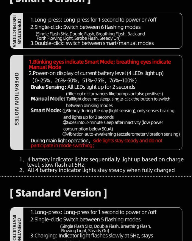 ROCKBROS Bike Rear Light IPX6 Bike Taillight LED Type-C Charging 5Modes Safety Warning Cycling Smart Taillight Rear Bicycle Lamp