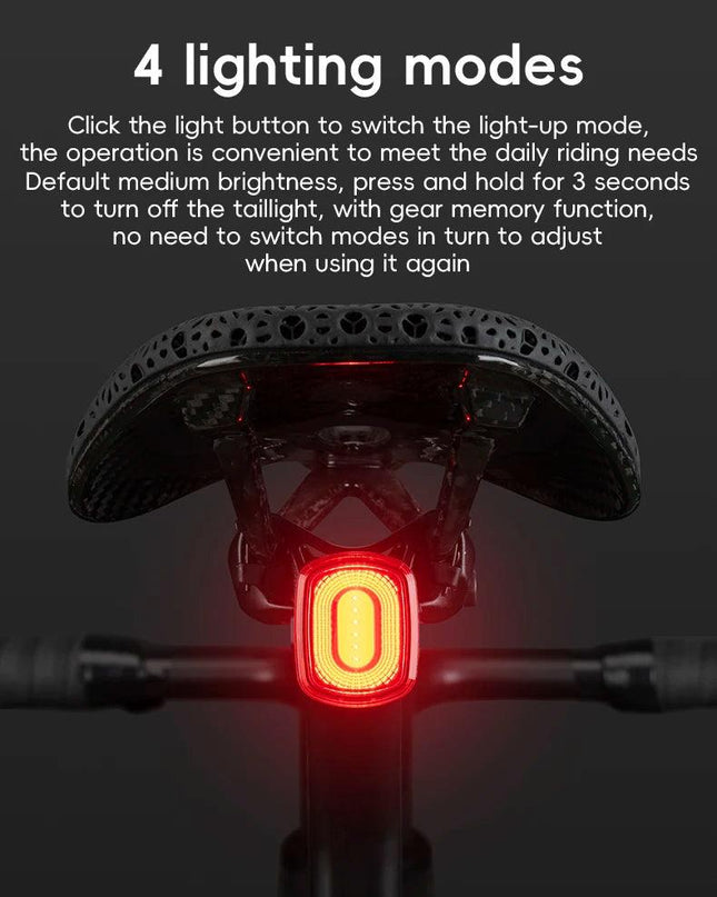 ROCKBROS Bicycle Tail Light Same Frequency Induction Brake Taillight IPX6 Waterproof Light Type-C Night Riding Warning Light