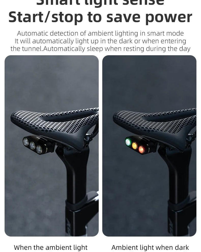 ROCKBROS Bike Tail Light Auto Start/Stop Brake Sensing Bicycle Tail light Type-C Rechargeable Wireless Warning Tail light