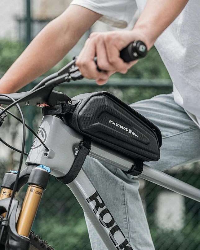 ROCKBROS Bike Bag 1.7L Phone Bag Waterproof Front Frame Cycling Bag Touch Screen Case Holder Hard Shell Bike Bag Mtb Accessories