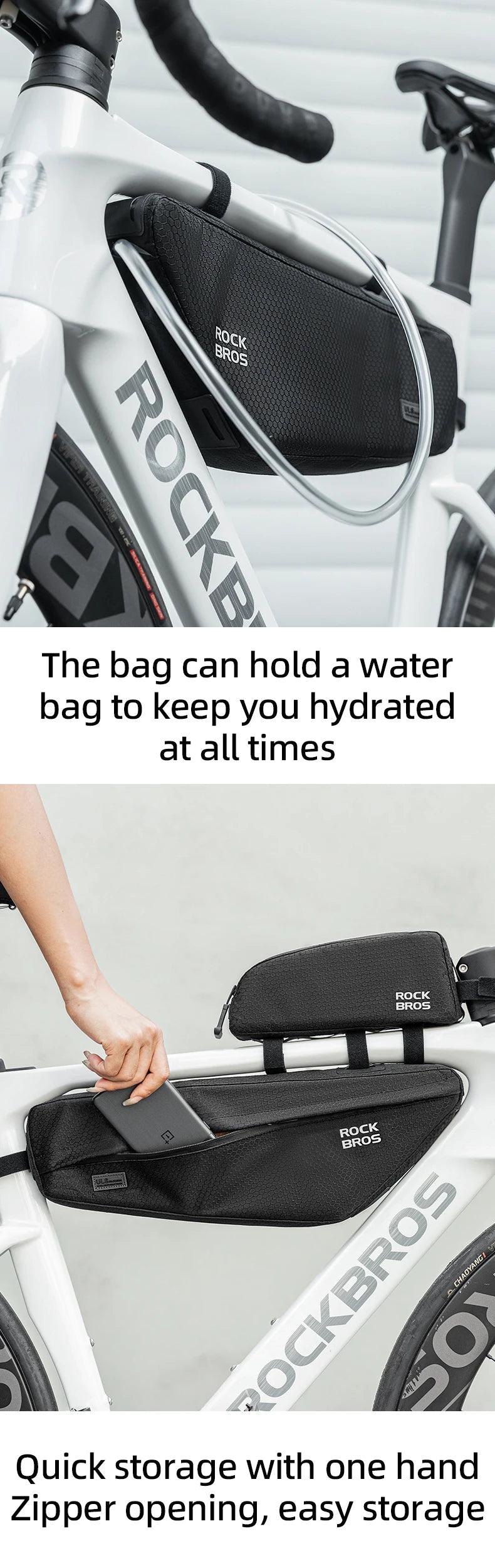 ROCKBROS Bicycle Bag Rainproof Cycling Top Tube Frame Bag Reflective Large Capacity MTB Road Bike Pannier Bag Wear-resistant