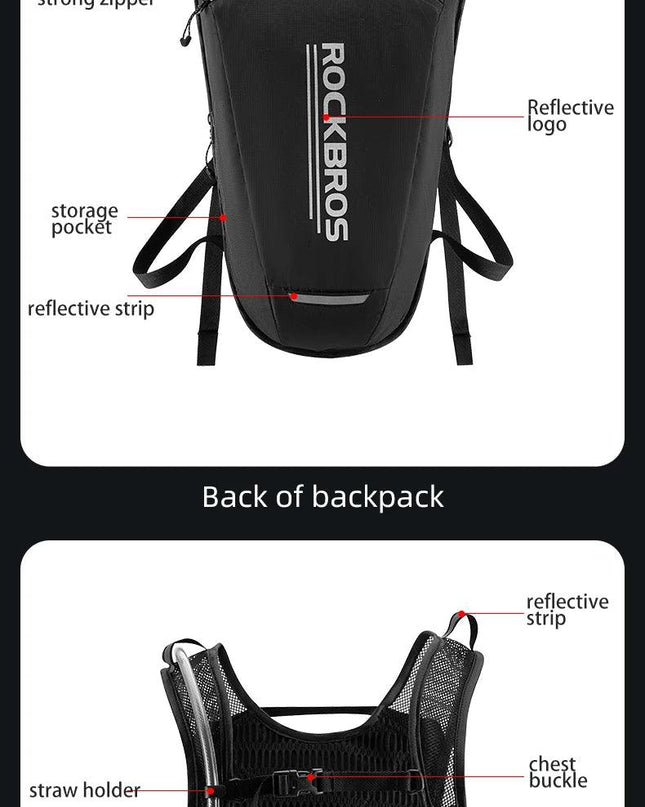 ROCKBROS Water Bladder Water Reservoir New Riding Water Bag Hydration Backpack 2L Reflective Stable Running Bag Vest Backpack