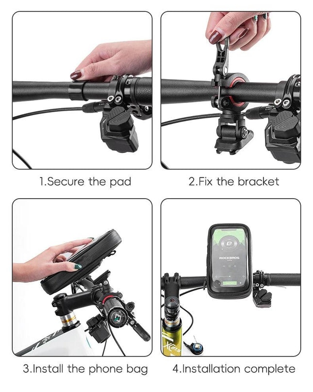 ROCKBROS Phone Bag Stand 270° Rotatable Waterproof Case Handlebar Stand Case Mount Scooter Bicycle Phone Bag Cycling Accessory