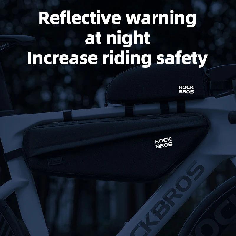 ROCKBROS Bicycle Bag Rainproof Cycling Top Tube Frame Bag Reflective Large Capacity MTB Road Bike Pannier Bag Wear-resistant
