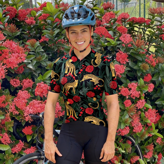 ROCKBROS Women's "Crimson Safari" Exotic Floral Art Pro Aero Jersey