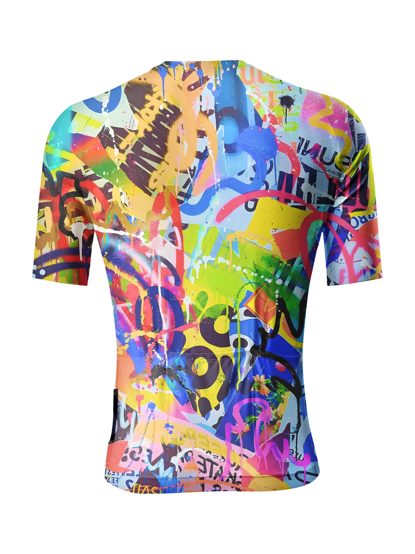 Men's Urban Chaos Pop Graffiti Art Pro Aero Jersey Crafted from Moisture-Wicking Fabric to Stay Dry on the Ride – Back View