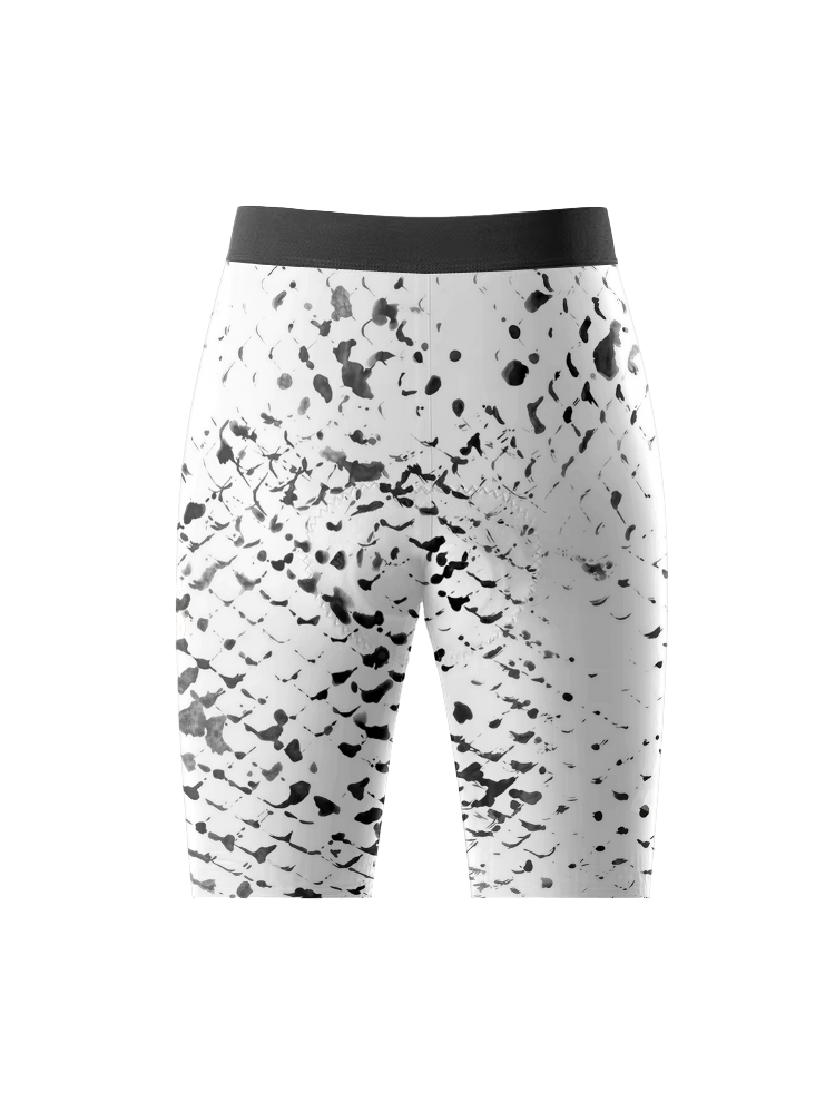 Women's Cyber Safari All-Weather Neon Animal-Print Cycling Shorts Tailored with Stretch Fit for All-Day Comfort – Back View