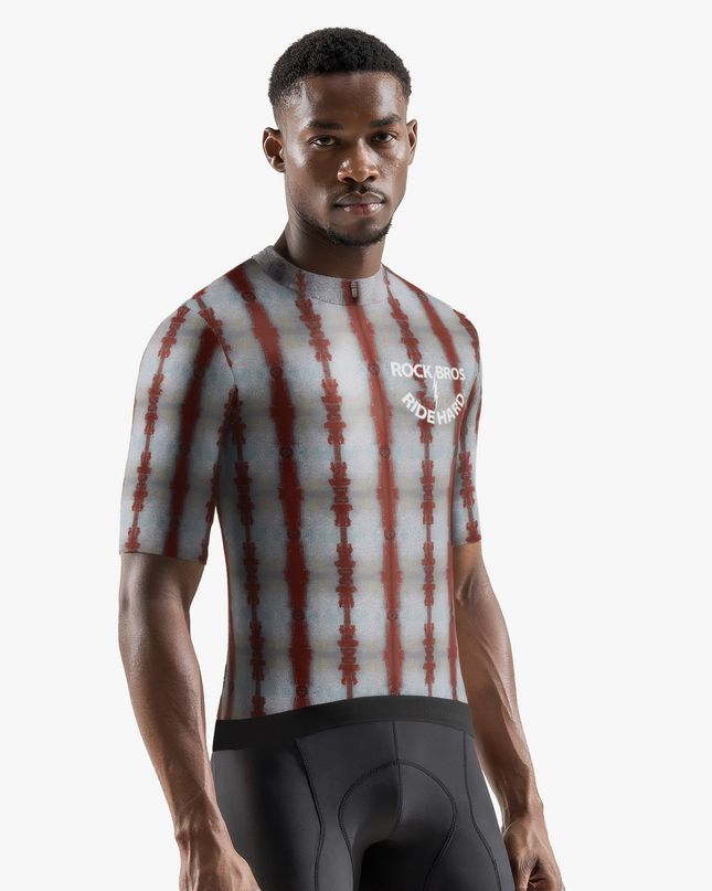 Men’s Chivalry Gray & Red Stripes Cycling Jersey