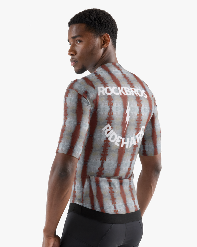 Men’s Chivalry Gray & Red Stripes Cycling Jersey
