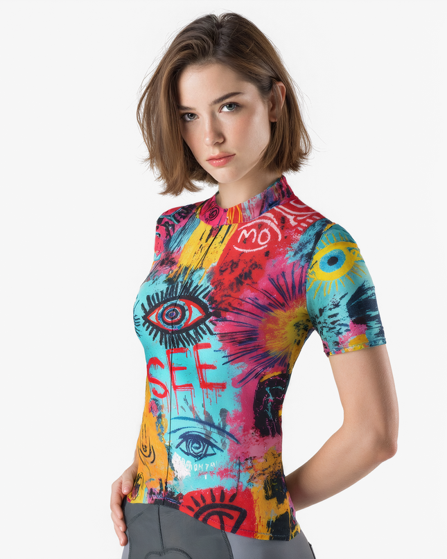 Women's Graffiti Eye Graphic Cycling Jersey