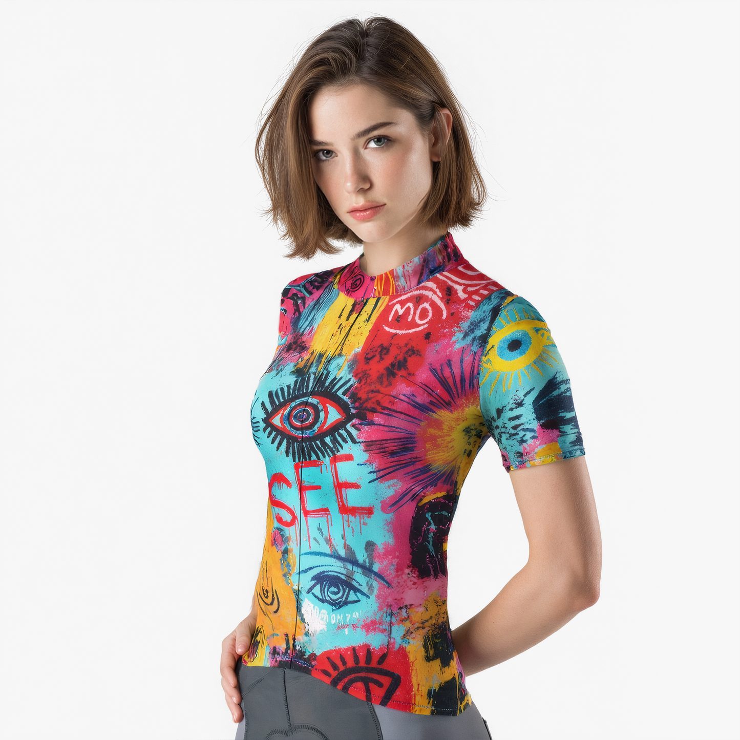 RockBros Women's Graffiti Eye Graphic Cycling Jersey