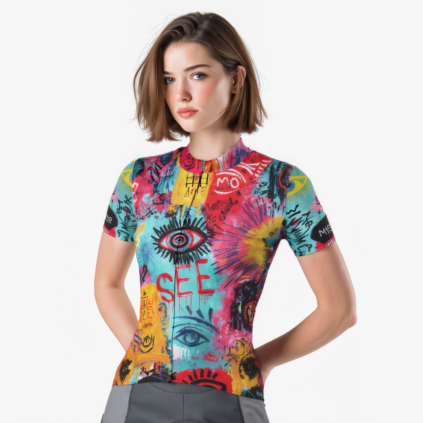 RockBros Women's Graffiti Eye Graphic Cycling Jersey