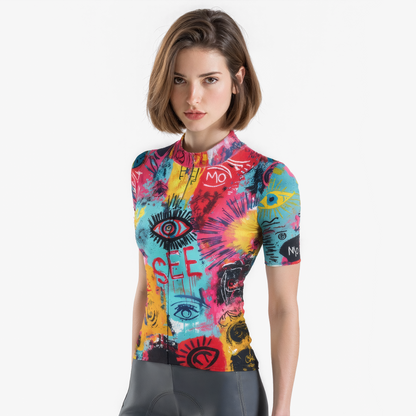 RockBros Women's Graffiti Eye Graphic Cycling Jersey