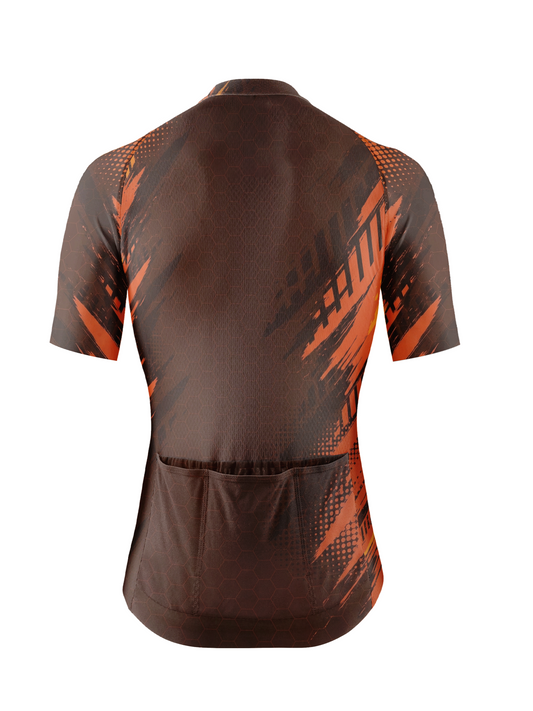 RockBros Men's Rust & Black Brushstroke Grunge Cycling Jersey