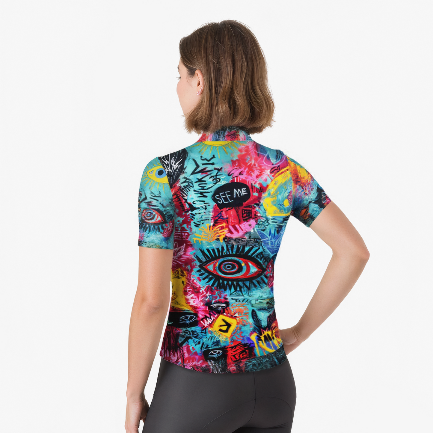 RockBros Women's Graffiti Eye Graphic Cycling Jersey
