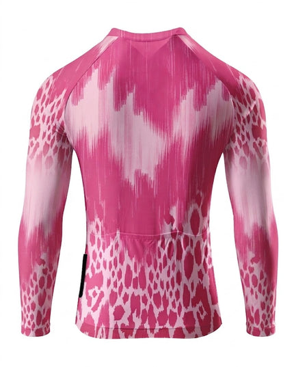 ROCKBROS Women's Tie-Dye Magenta Gradient Long-Sleeve Cycling Jersey