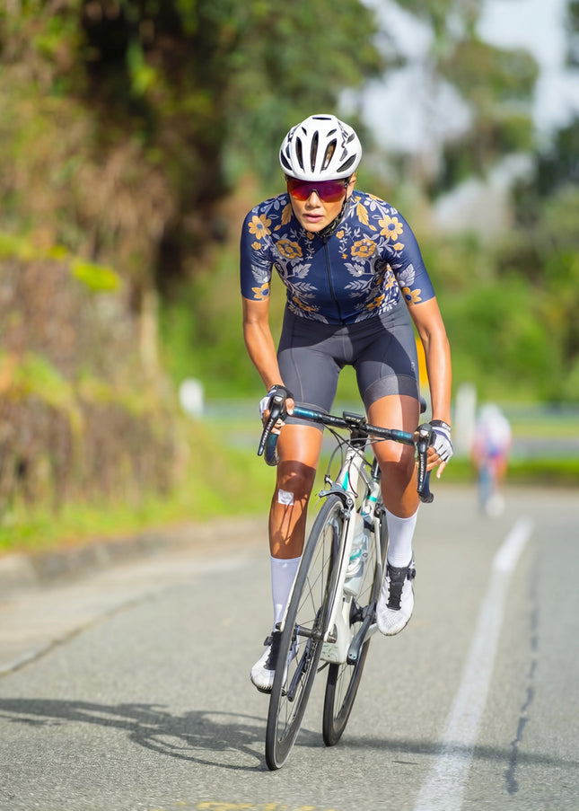 ROCKBROS Women's Vintage Floral Pattern Short Sleeve Cycling Jersey