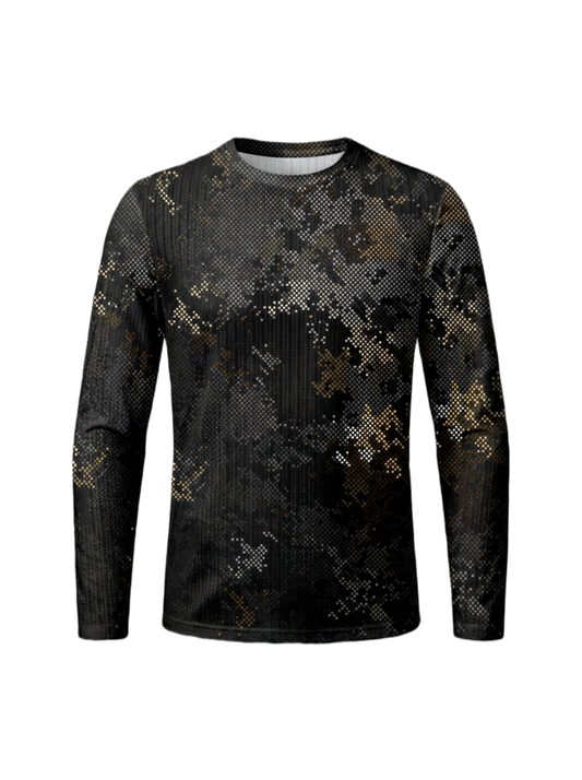 RockBros Men's Black & Gold Digital Static Long Sleeve Jersey