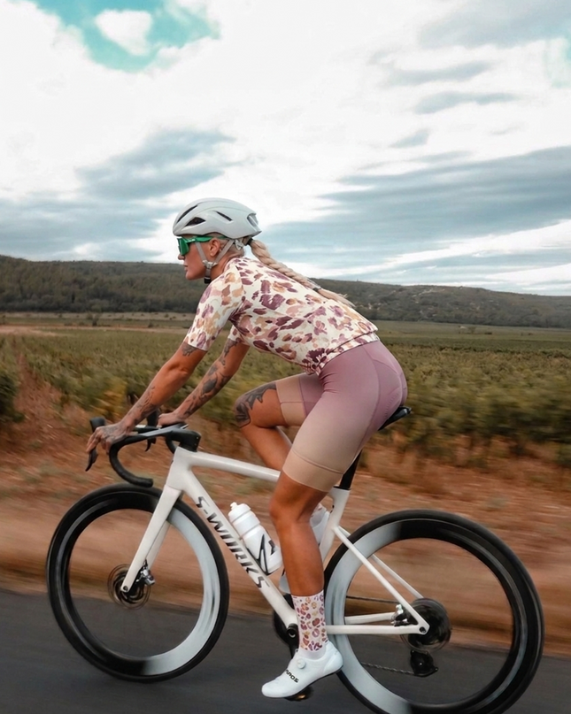 ROCKBROS Women's Soft Watercolor Leopard Print Short Sleeve Cycling Set