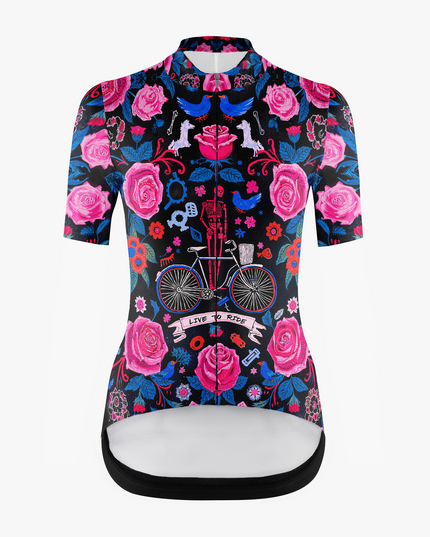 Women's Skeleton Rose Cycling Jersey