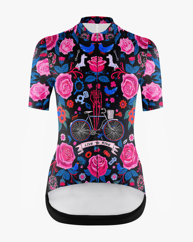 Women's Skeleton Rose Cycling Jersey