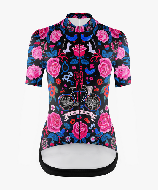 RockBros Women's Skeleton Rose Cycling Jersey