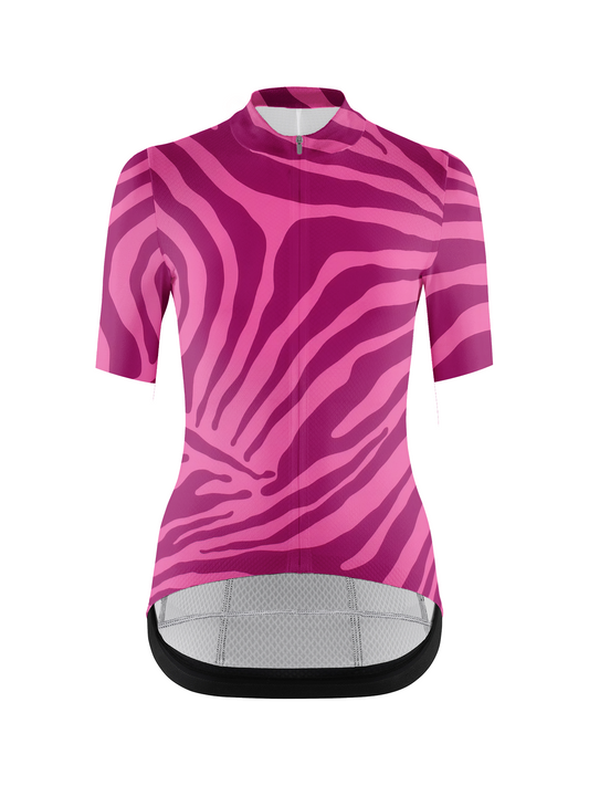 RockBros Women's Magenta & Maroon Wild Zebra Print Cycling Jersey