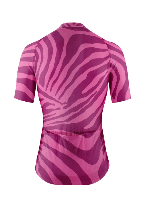 RockBros Women's Magenta & Maroon Wild Zebra Print Cycling Jersey