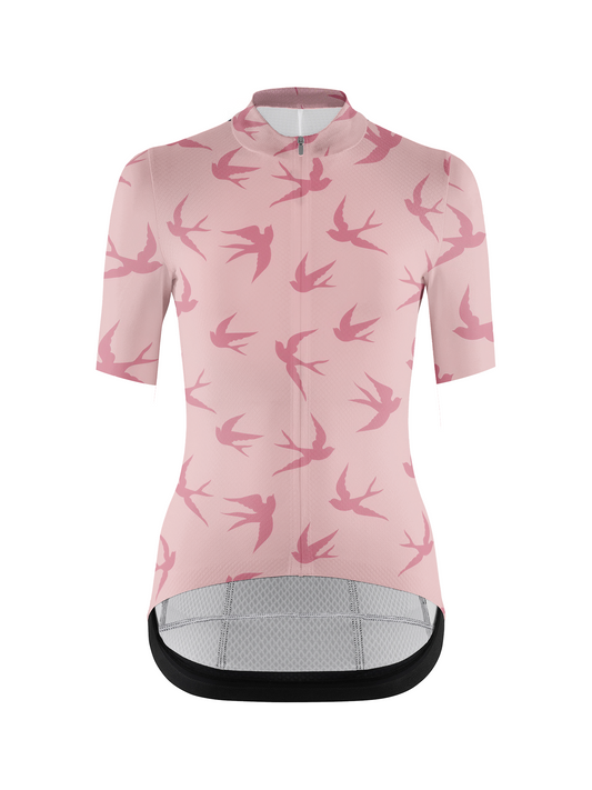 RockBros Women's Blush Pink & Rose Flight of Swallows Cycling Jersey
