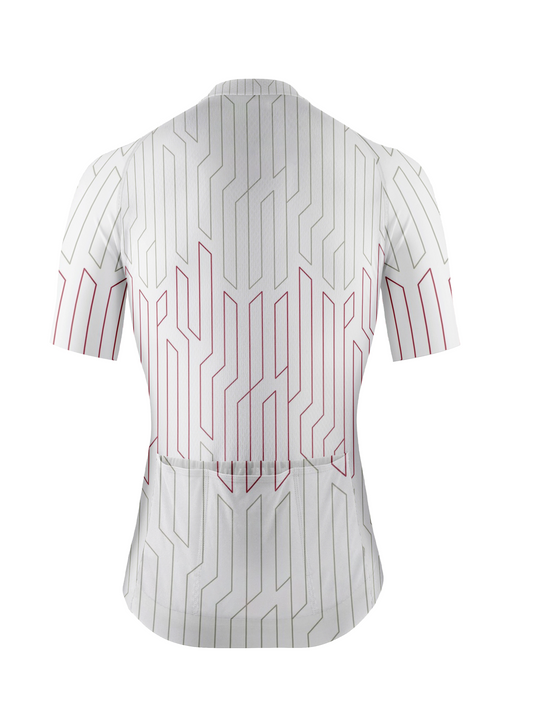 RockBros Women's White & Red Geometric Tech Circuit Cycling Jersey