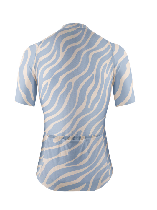 RockBros Women's Serene Blue & Cream Soft Wave Animal Print Cycling Jersey