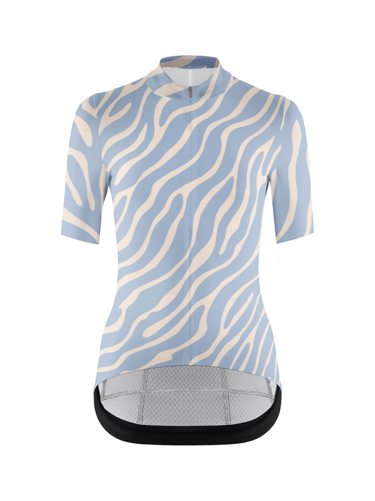 RockBros Women's Serene Blue & Cream Soft Wave Animal Print Cycling Jersey